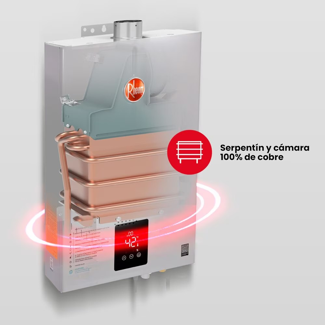 PACK CALEFONT RHEEM 16L T.FORZADO G.NATURAL + KIT DUCTOS 10