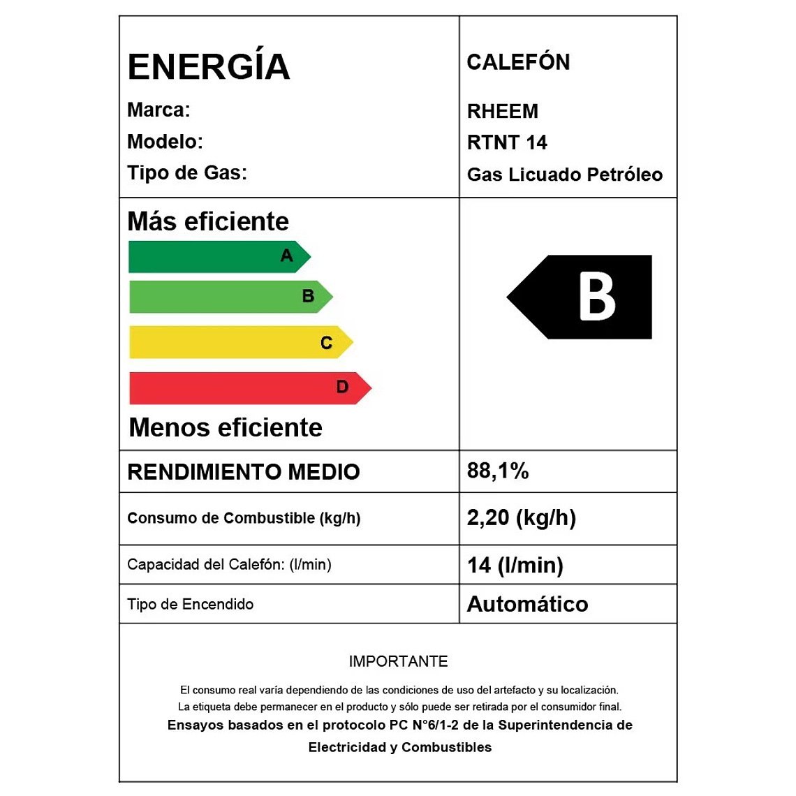 CALEFONT DIGITAL 14 LITROS GAS LICUADO TIRO NATURAL RHEEM 7