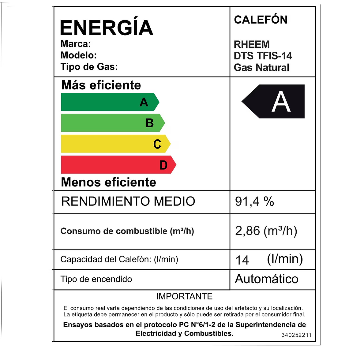 CALEFONT DIGITAL 14 LITROS GAS NATURAL TIRO FORZADO RHEEM 8