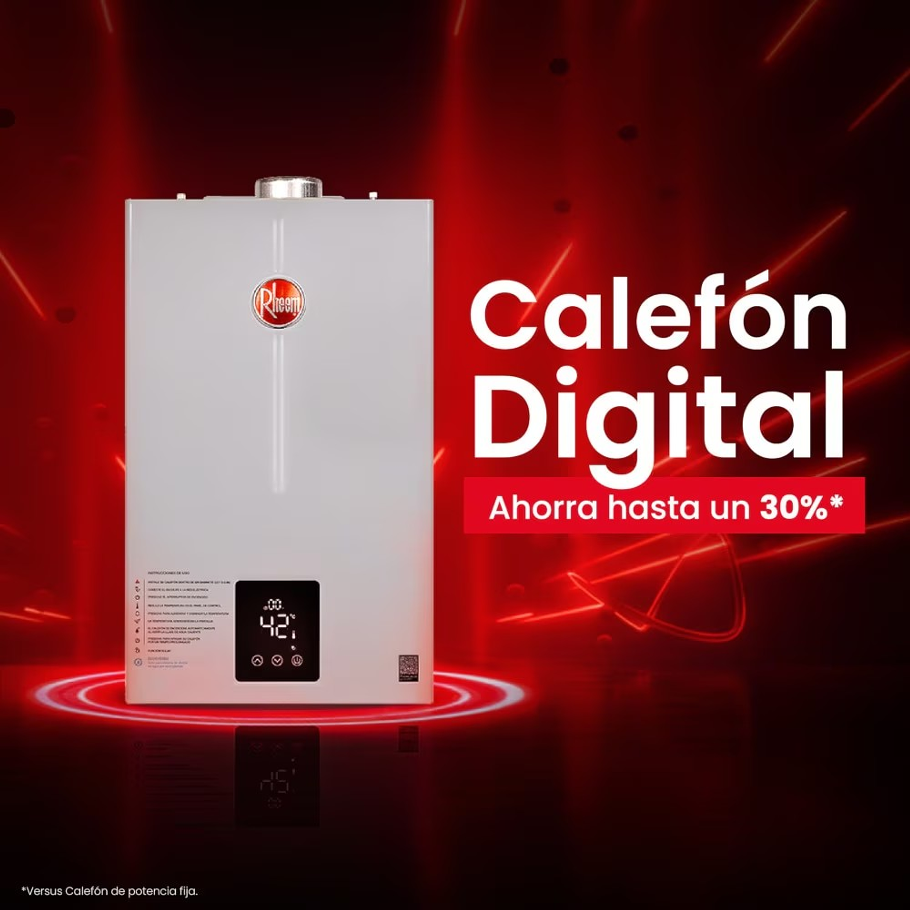 CALEFONT DIGITAL 21 LITROS GAS NATURAL TIRO FORZADO RHEEM