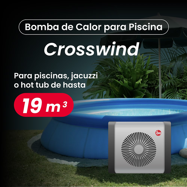 BOMBA DE CALOR PARA PISCINAS ARMABLES, HOT TUB Y JACUZZI CROSSWIND S 19M3 5KW RHEEM 2
