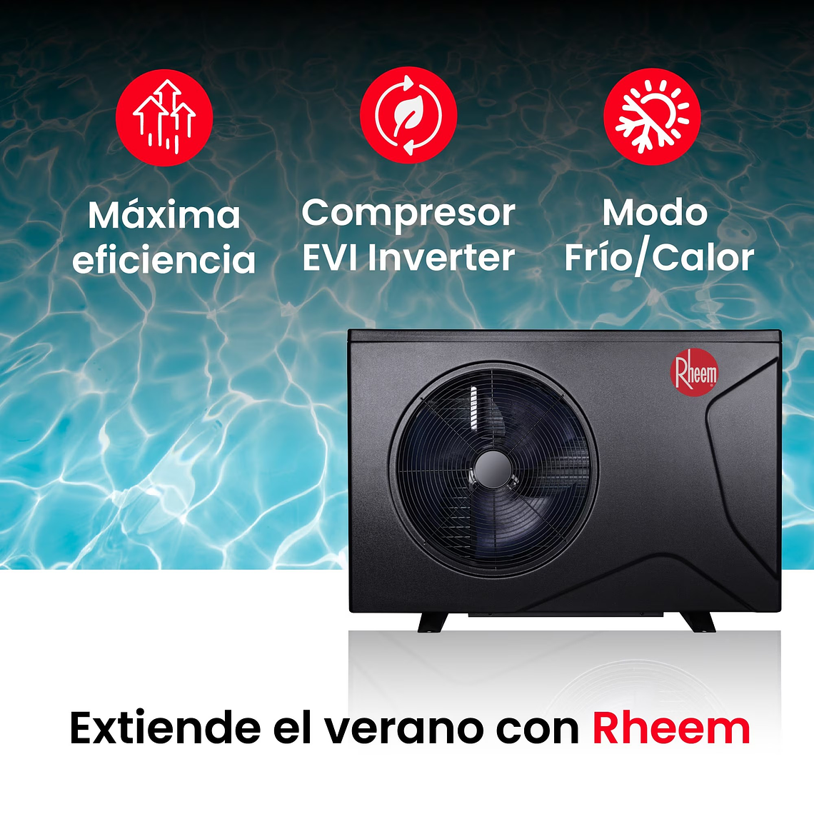 BOMBA DE CALOR PARA PISCINA CROSSWIND XL 85M3 21,5KW INVERTER RHEEM 6