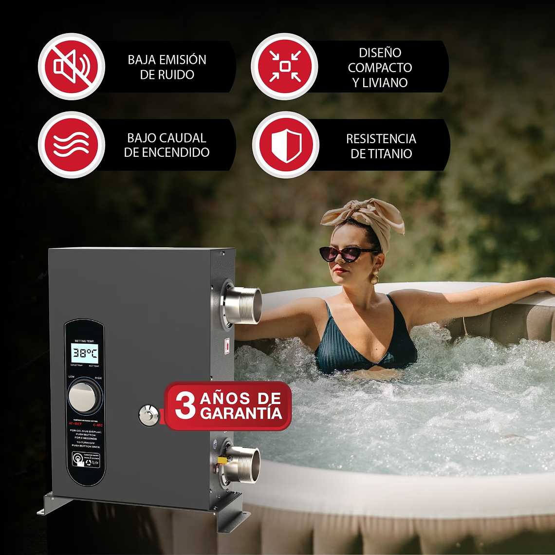 CALENTADOR ELÉCTRICO PARA PISCINA, JACUZZI Y SPA E3T 11KW RHEEM 5