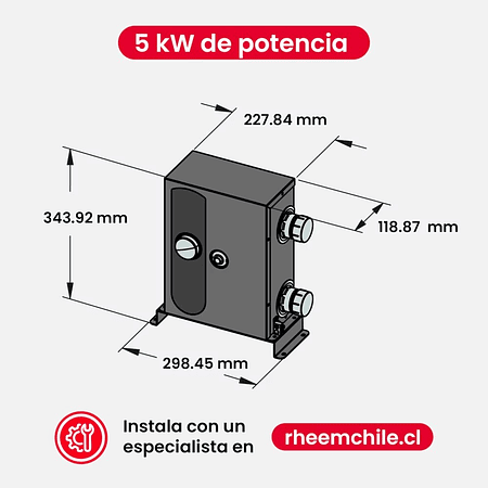 CALENTADOR ELÉCTRICO PARA PISCINA, JACUZZI Y SPA E3T 5KW RHEEM