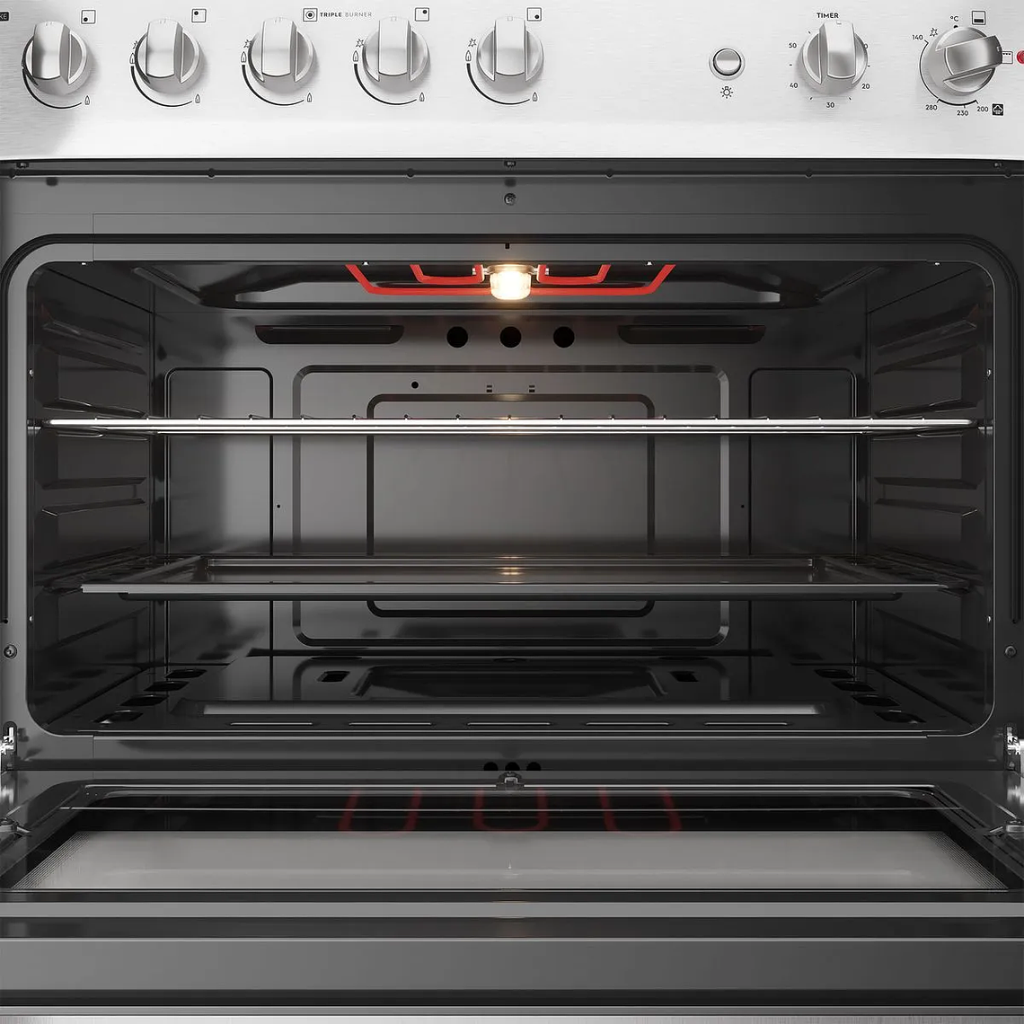 COCINA A GAS 5 PLATOS FENSA EXPERIENCE CON VAPORBAKE Y TRIPLE LLAMA F 5500 T INOX 6