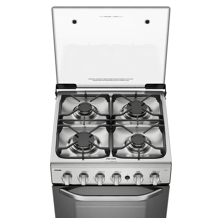 COCINA A GAS 4 PLATOS FENSA EXPERIENCE CON VAPORBAKE Y TIMER F 2606 T INOX 6