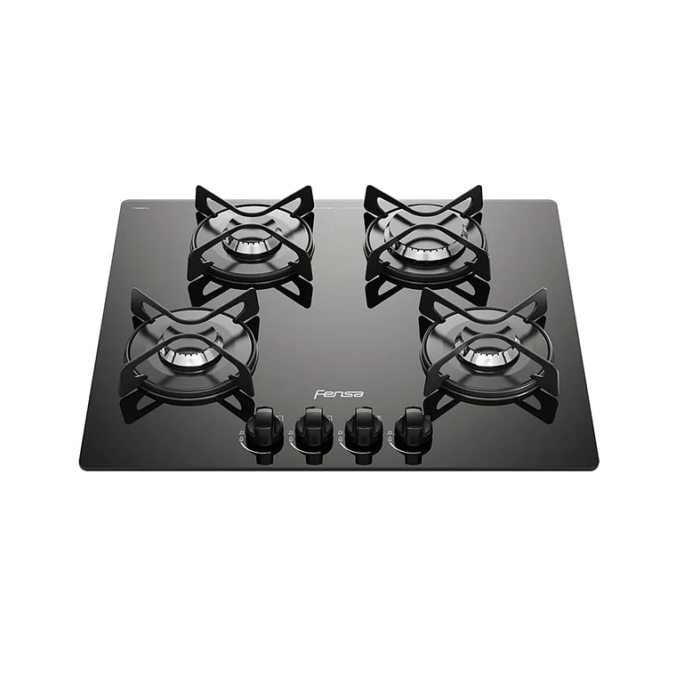 ENCIMERA A GAS 4 PLATOS FENSA VIDRIO TEMPLADO Y ENCENDIDO ELÉCTRICO F GC60V A NEGRA 1