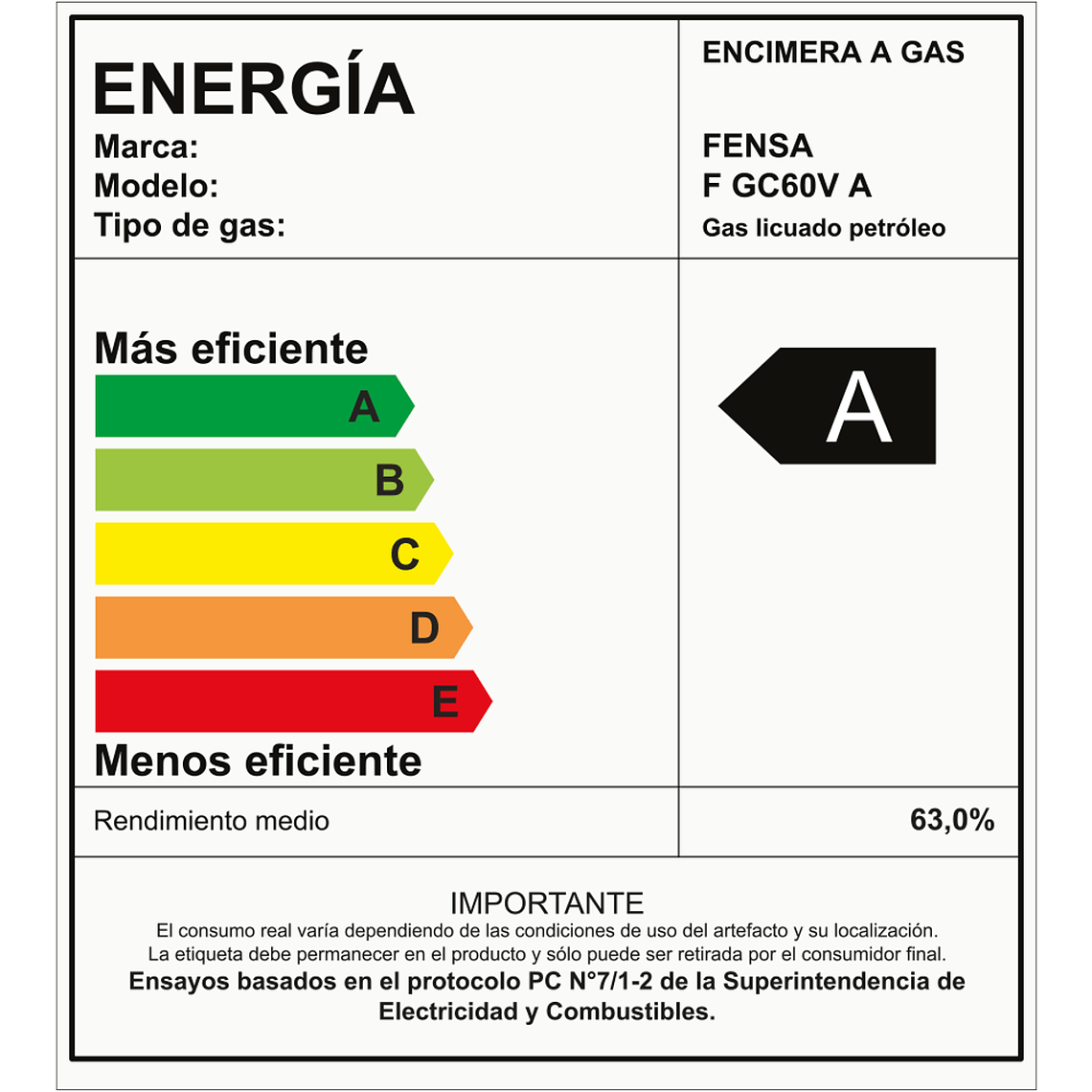 ENCIMERA A GAS 4 PLATOS FENSA VIDRIO TEMPLADO Y ENCENDIDO ELÉCTRICO F GC60V A NEGRA 8