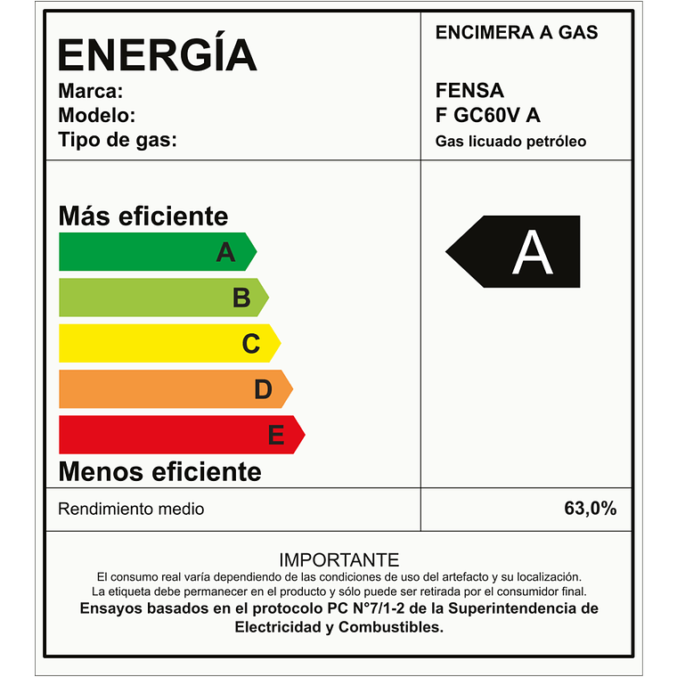 ENCIMERA A GAS 4 PLATOS FENSA VIDRIO TEMPLADO Y ENCENDIDO ELÉCTRICO F GC60V A NEGRA 8