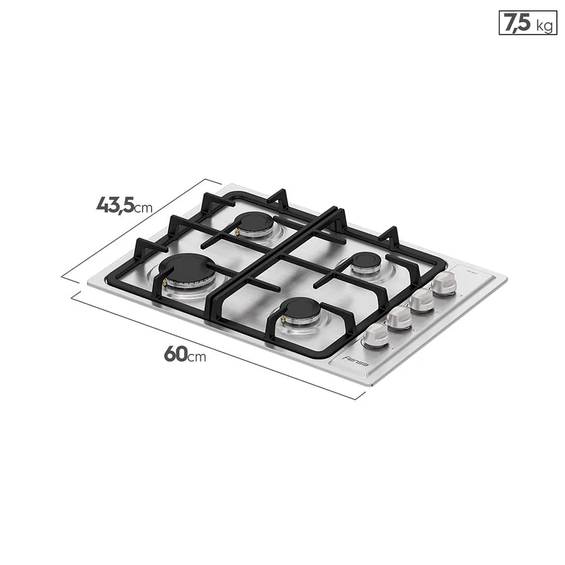 ENCIMERA A GAS 4 PLATOS FENSA ENCENDIDO ELÉCTRICO Y PARRILLA HIERRO FUNDIDO FCE 4HF T INOX 5