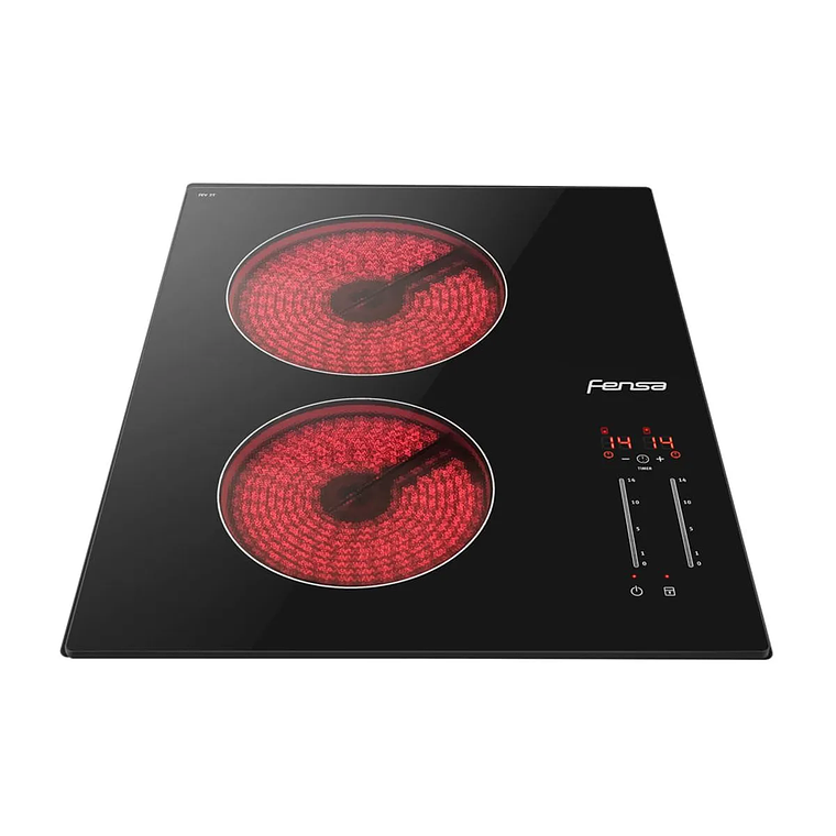 ENCIMERA ELÉCTRICA 2 PLATOS FENSA VITROCERÁMICA Y PANEL TOUCH FEV 2T NEGRA 1