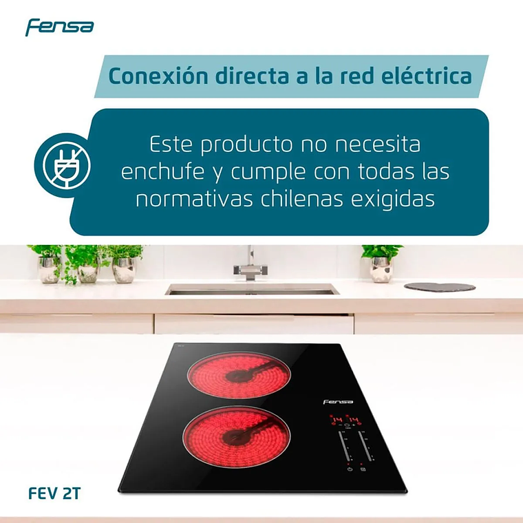 ENCIMERA ELÉCTRICA 2 PLATOS FENSA VITROCERÁMICA Y PANEL TOUCH FEV 2T NEGRA 7