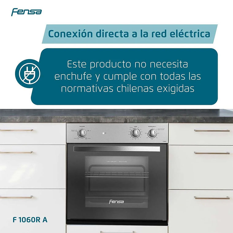 HORNO EMPOTRABLE ELÉCTRICO FENSA 66L TIMER Y CAVIDAD ESMALTADA F 1060R A GRIS 8