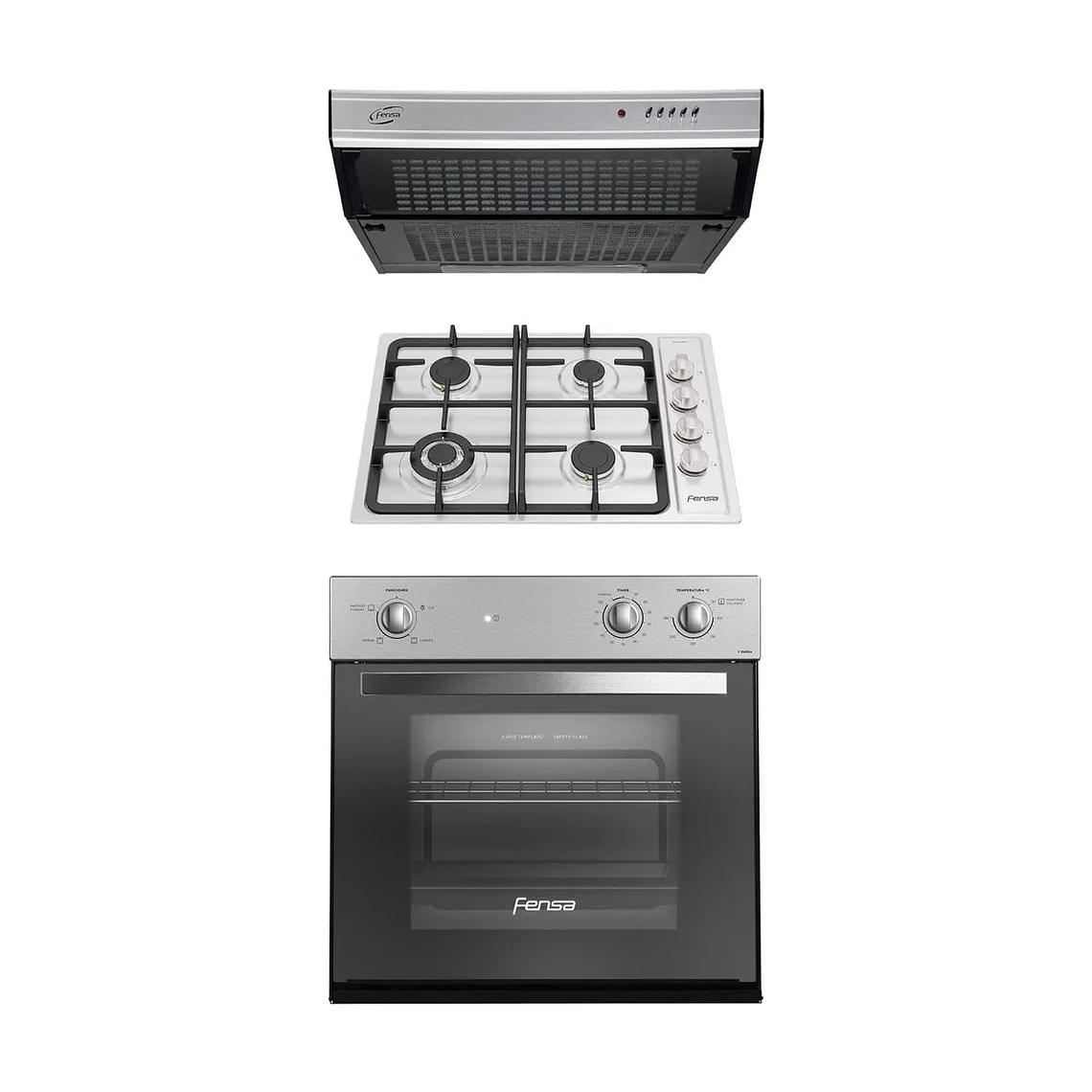 KIT HORNO EMPOTRABLE FENSA F 1060R A + ENCIMERA FENSA FCE 4.3HF T + CAMPANA DE COCINA EXTRACTORA FENSA 60 CM FX U6160 1