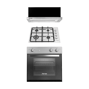 KIT HORNO EMPOTRABLE ELÉCTRICO F 1060R A FENSA + ENCIMERA A GAS FCE 4.3HF T FENSA + CAMPANA DE COCINA EXTRACTORA FX 6270 FENSA