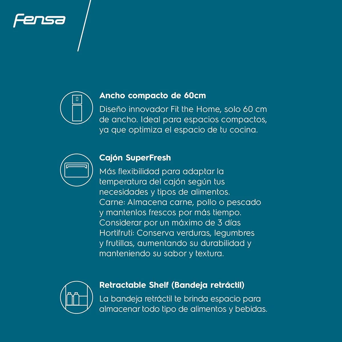 REFRIGERADOR FENSA 322L NO FROST BOTTOM FREEZER CON PUERTA REVERSIBLE DB60S INOX 9