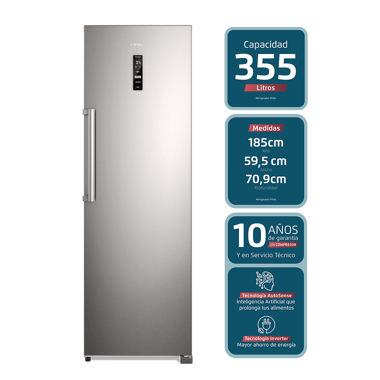 REFRIGERADOR FENSA 355L NO FROST 1 PUERTA INVERTER CON AUTOSENSE RTI4S INOX 7