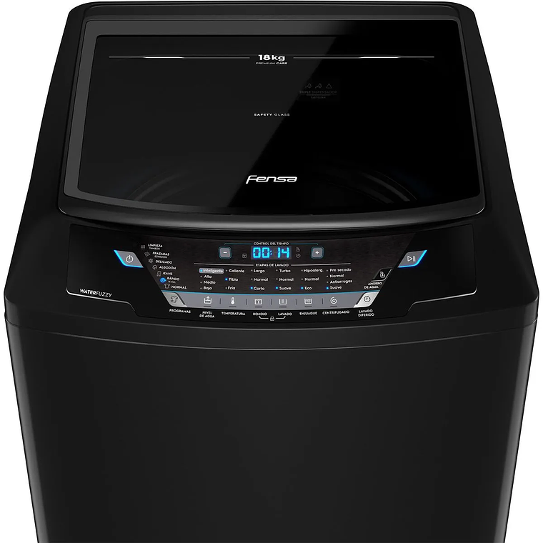 LAVADORA AUTOMÁTICA FENSA 18KG CARGA SUPERIOR AHORRO DE AGUA PREMIUM CARE 18 NEGRA 5