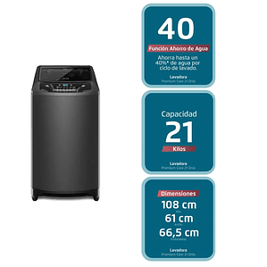LAVADORA AUTOMÁTICA FENSA 21KG CARGA SUPERIOR AHORRO DE AGUA PREMIUM CARE 21 ONIX GRIS