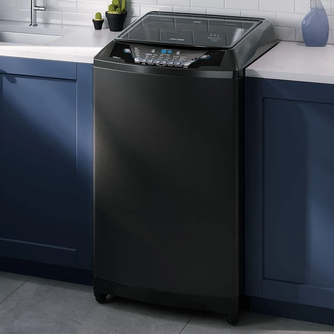 LAVADORA AUTOMÁTICA FENSA 21KG CARGA SUPERIOR AHORRO DE AGUA PREMIUM CARE 21 ONIX GRIS 6