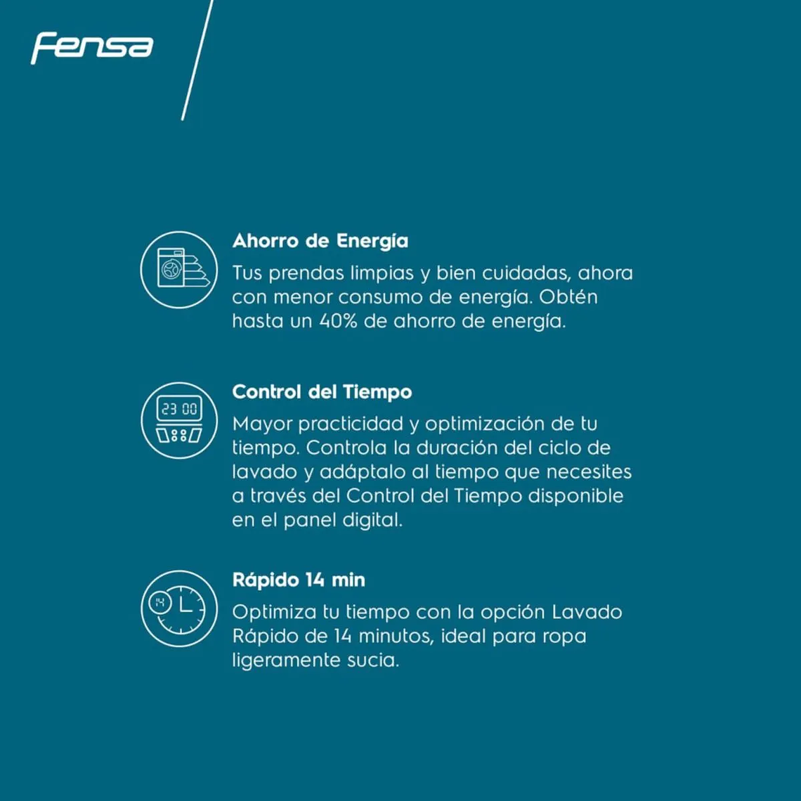 LAVADORA AUTOMÁTICA FENSA 14KG CARGA SUPERIOR CONTROL TIEMPO PREMIUM CARE 14SZ GRIS 8