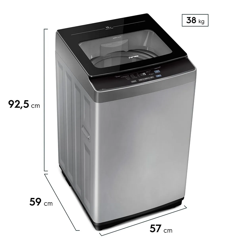 LAVADORA AUTOMÁTICA FENSA 12KG CARGA SUPERIOR CONTROL TIEMPO PREMIUM CARE 12SZ GRIS 4