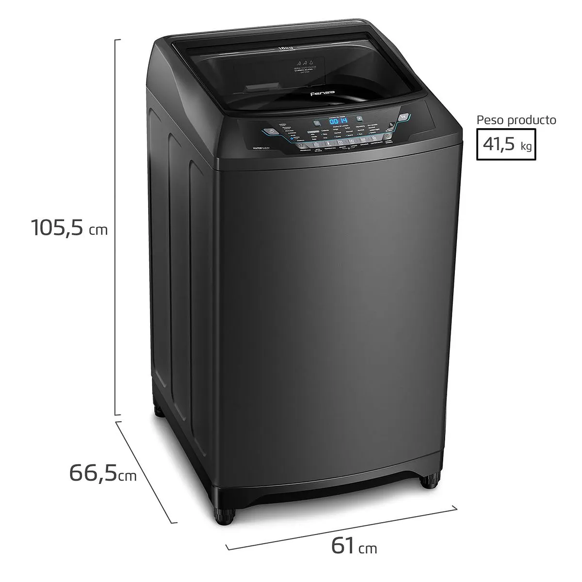 LAVADORA AUTOMÁTICA FENSA 18KG CARGA SUPERIOR AHORRO DE AGUA PREMIUM CARE 18 ONIX 5