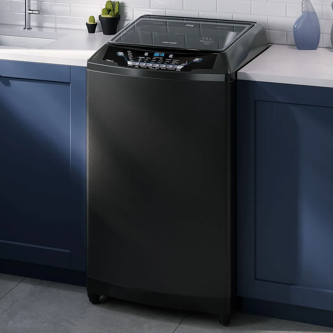 LAVADORA AUTOMÁTICA FENSA 18KG CARGA SUPERIOR AHORRO DE AGUA PREMIUM CARE 18 ONIX 6