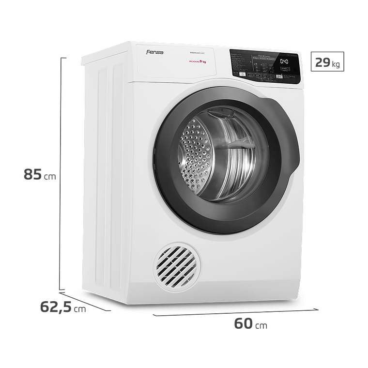 SECADORA DE ROPA FENSA 9KG CARGA FRONTAL PREMIUM CARE 9D BLANCA 6