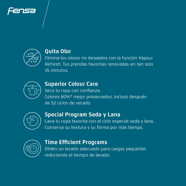 LAVADORA SECADORA FENSA 11KG CARGA FRONTAL LAVADO INTELIGENTE Y ULTRAMIX 11WD BLANCA 5
