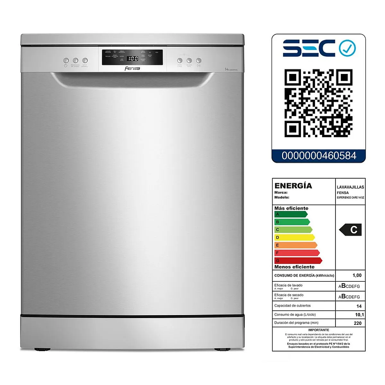 LAVAVAJILLAS 14 CUBIERTOS FENSA EXPERIENCE PROGRAMA ECONÓMICO Y PANEL DIGITAL 14SZ INOX 8