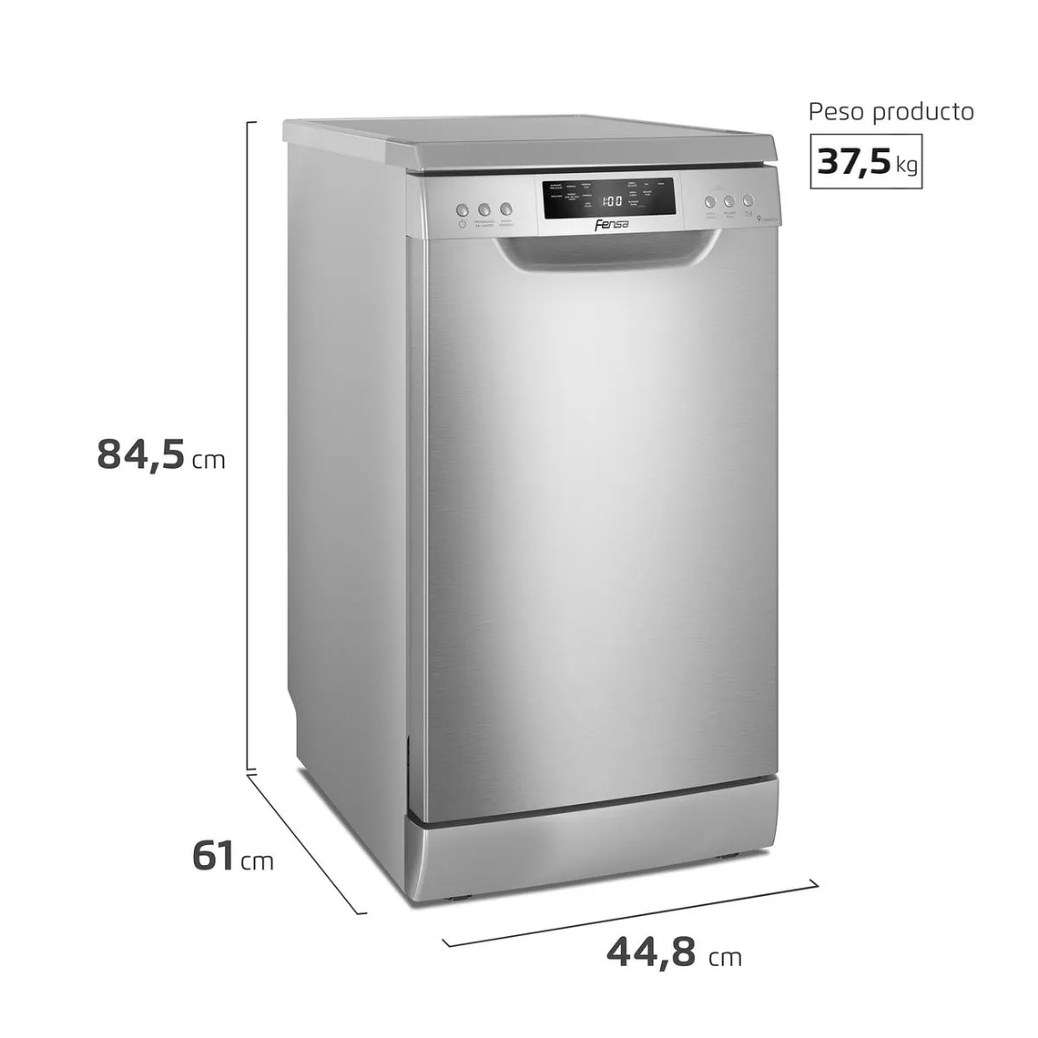 LAVAVAJILLAS 9 CUBIERTOS FENSA EXPERIENCE PROGRAMA ECONÓMICO Y PANEL DIGITAL 9SZ INOX 3