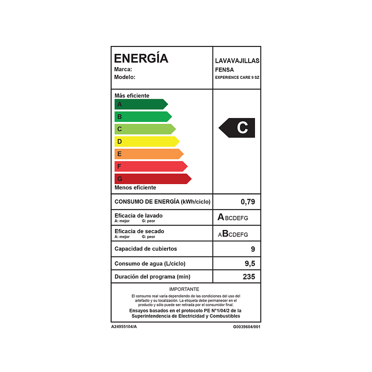 LAVAVAJILLAS 9 CUBIERTOS FENSA EXPERIENCE PROGRAMA ECONÓMICO Y PANEL DIGITAL 9SZ INOX 10