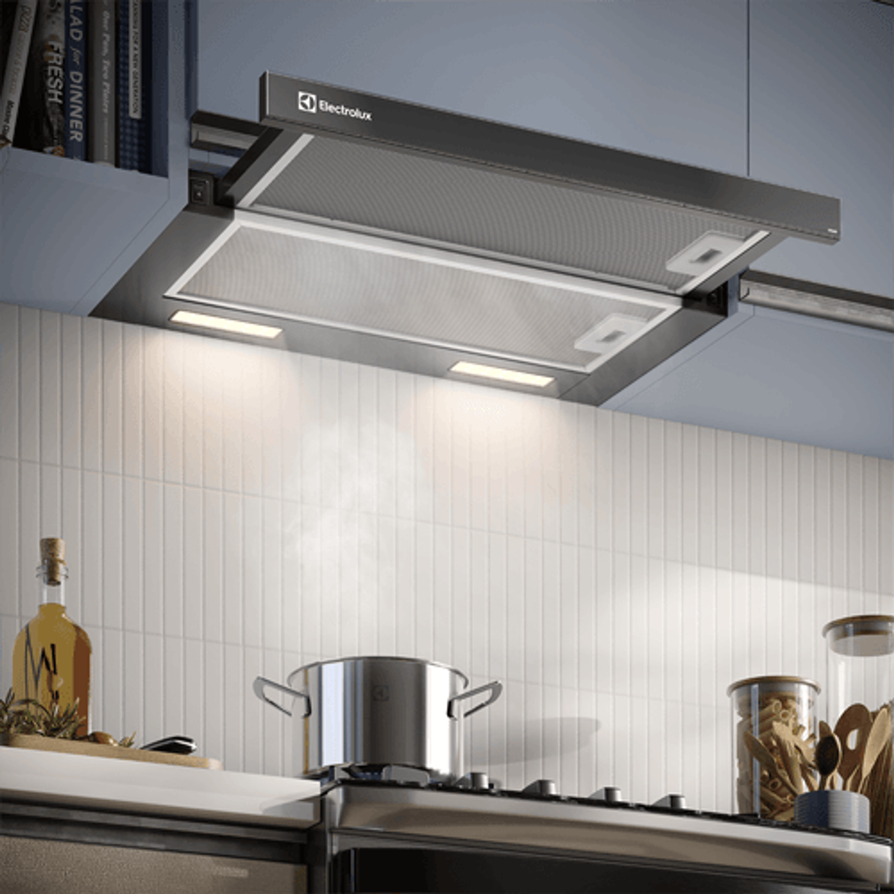 CAMPANA DE COCINA EXTRACTORA ELECTROLUX RETRÁCTIL 60CM EFFICIENT LUZ LED DE6RI NEGRA