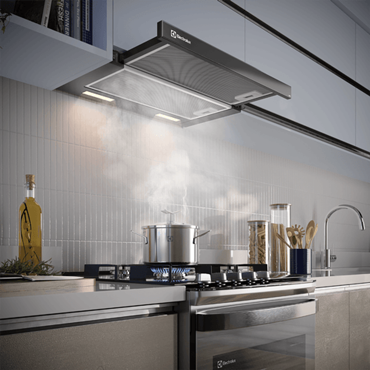 CAMPANA DE COCINA EXTRACTORA ELECTROLUX RETRÁCTIL 60CM EFFICIENT LUZ LED DE6RI NEGRA 8