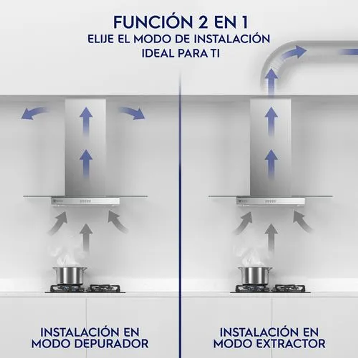 CAMPANA COCINA PARED ELECTROLUX DECORATIVA 90CM EFFICIENT LUZ LED CE9VX INOX 5