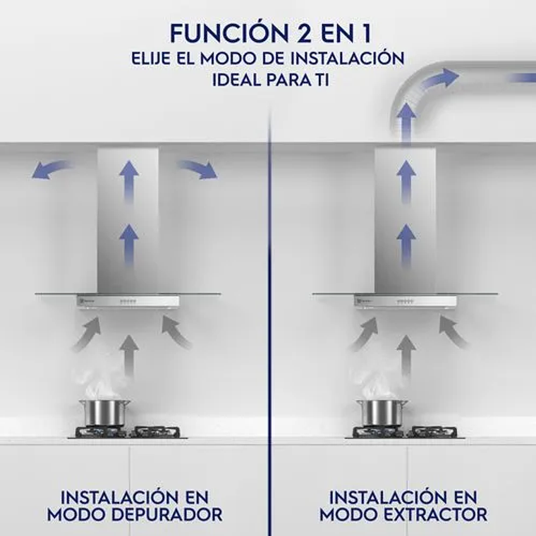 CAMPANA COCINA PARED ELECTROLUX DECORATIVA 90CM EFFICIENT LUZ LED CE9VX INOX 5