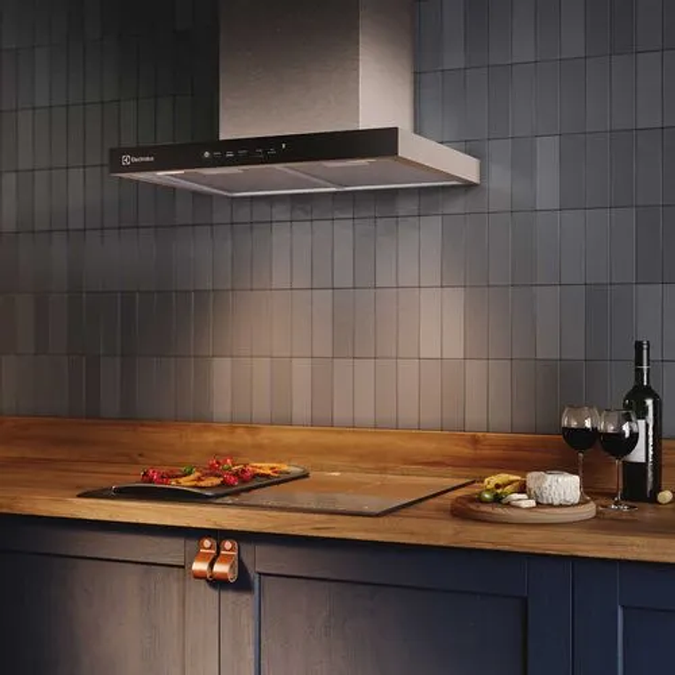 CAMPANA COCINA EXTRACTORA ELECTROLUX DECORATIVA PARED 60CM TIMER Y PANEL TOUCH CE6TF INOX 6