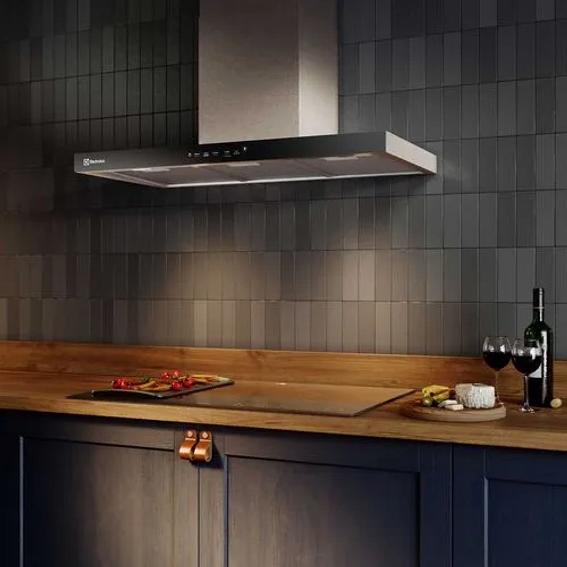 CAMPANA COCINA EXTRACTORA ELECTROLUX DECORATIVA PARED 90CM TIMER Y PANEL TOUCH CE9TF INOX 9