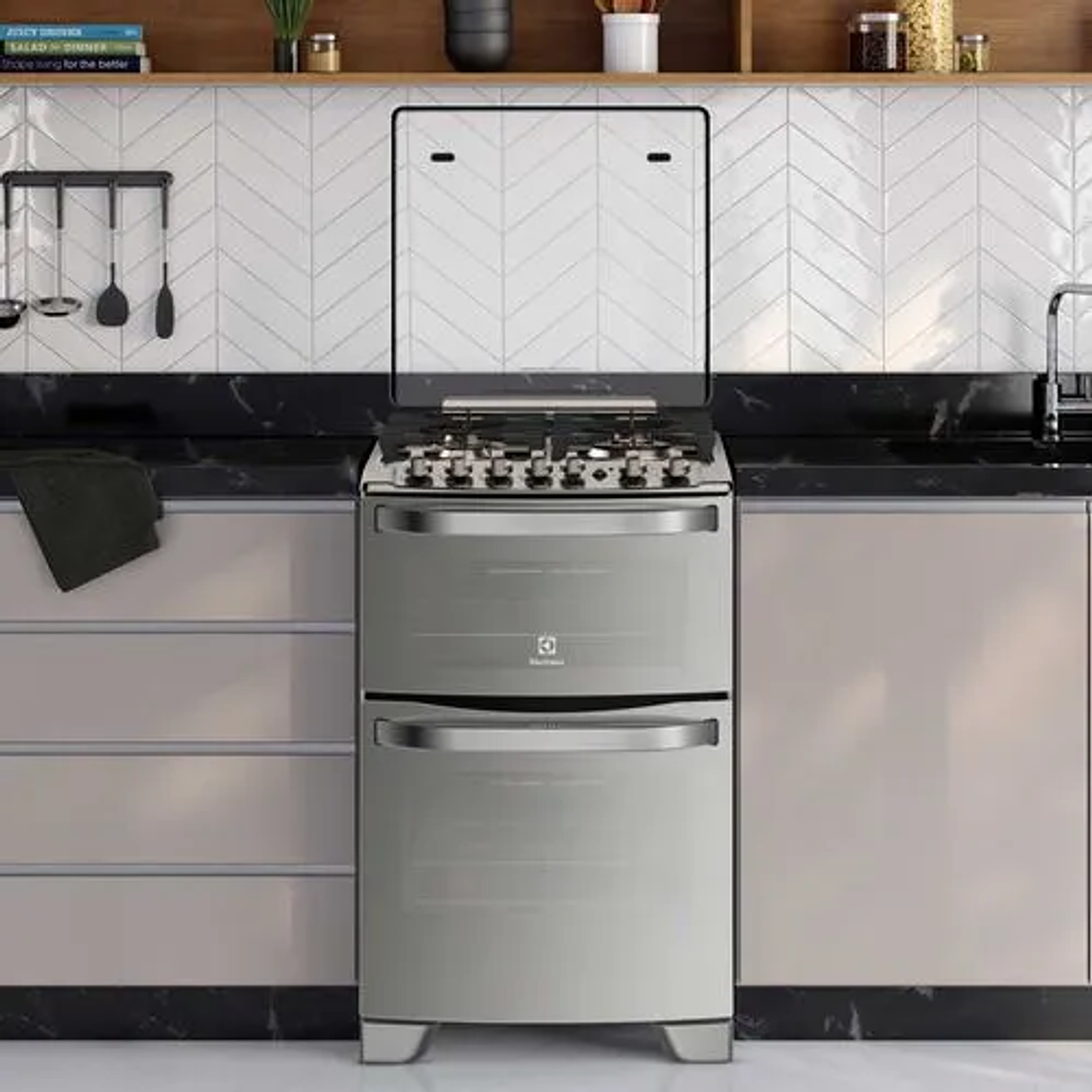 COCINA A GAS 4 PLATOS ELECTROLUX EXPERIENCE DOBLE HORNO Y TRIPLE LLAMA 56DXA INOX 5