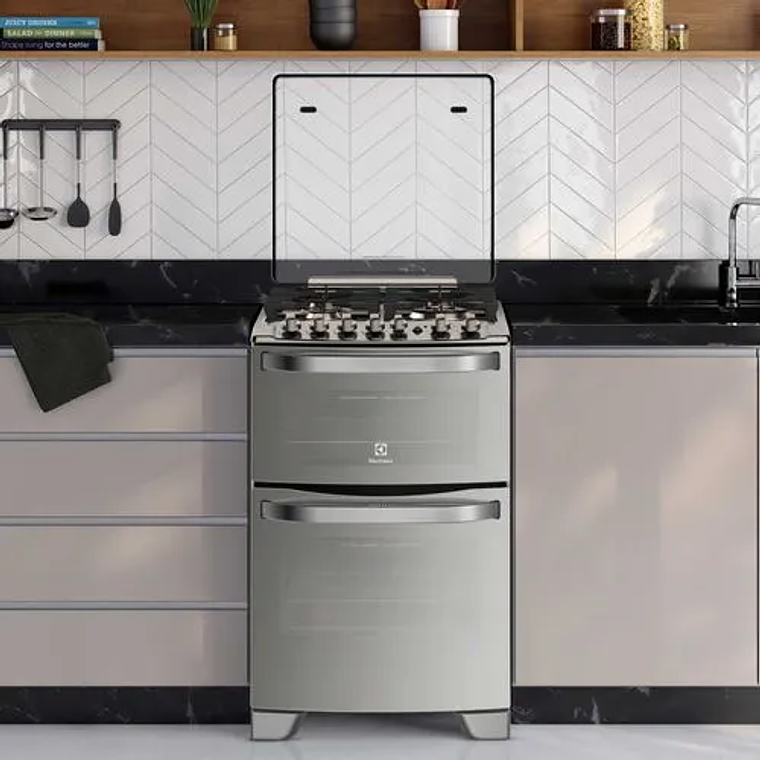 COCINA A GAS 4 PLATOS ELECTROLUX EXPERIENCE DOBLE HORNO Y TRIPLE LLAMA 56DXA INOX 5