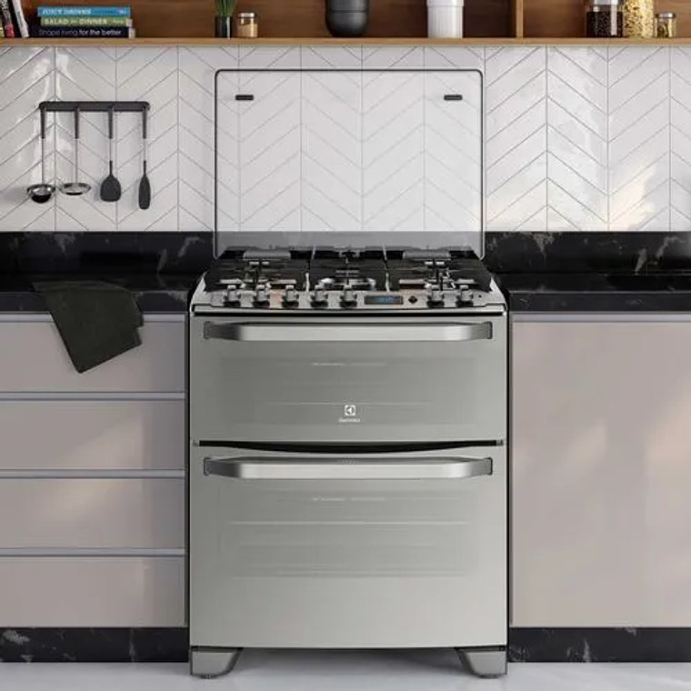 COCINA A GAS 5 PLATOS ELECTROLUX EXPERIENCE DOBLE HORNO Y TIMER DIGITAL 76DXA INOX 7