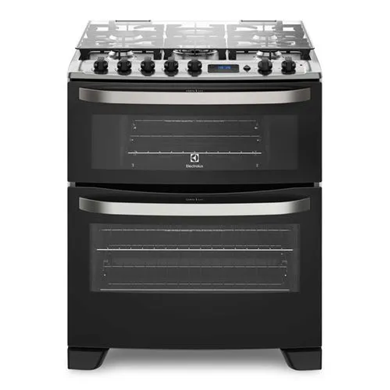 COCINA A GAS 5 PLATOS ELECTROLUX EXPERIENCE DOBLE HORNO Y TIMER DIGITAL 76DBA NEGRA 1