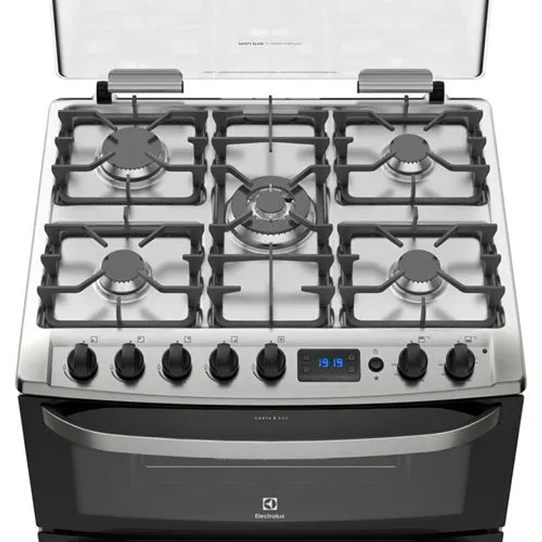COCINA A GAS 5 PLATOS ELECTROLUX EXPERIENCE DOBLE HORNO Y TIMER DIGITAL 76DBA NEGRA 6