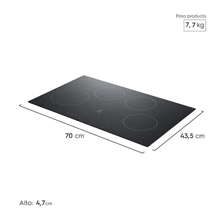 ENCIMERA ELÉCTRICA 4 PLATOS ELECTROLUX EFFICIENT CUBIERTA VITROCERÁMICA Y PANEL TOUCH VE7DT