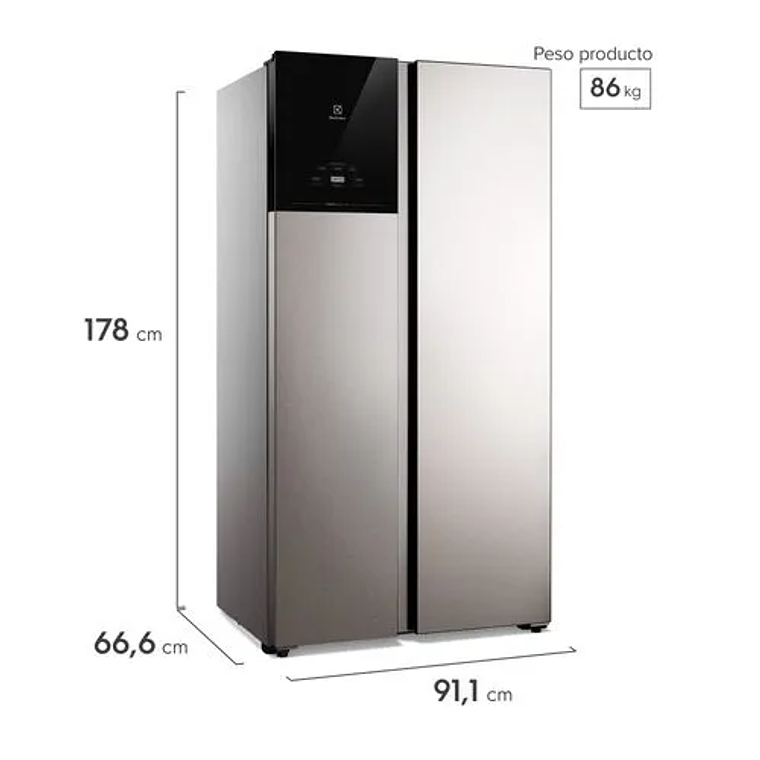 REFRIGERADOR ELECTROLUX 530L NO FROST SIDE BY SIDE INVERTER AUTOSENSE ES50S INOX 3