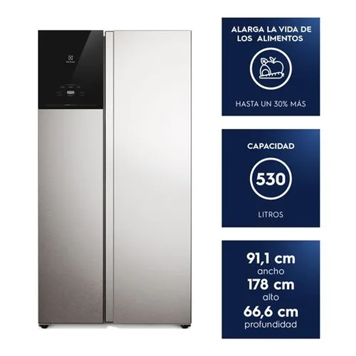 REFRIGERADOR ELECTROLUX 530L NO FROST SIDE BY SIDE INVERTER AUTOSENSE ES50S INOX 5