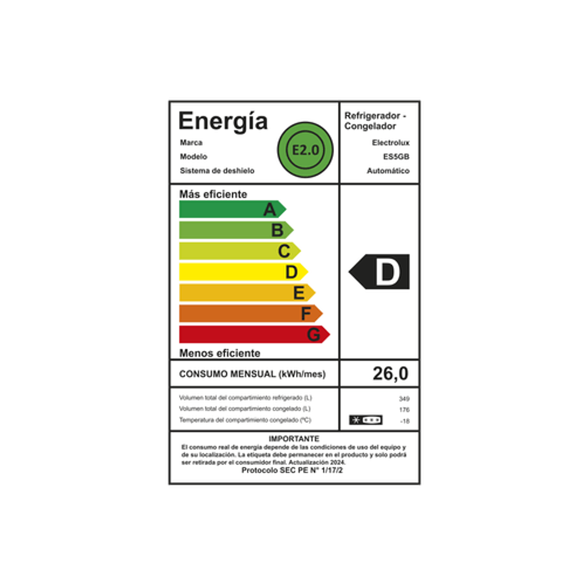 REFRIGERADOR ELECTROLUX 525L NO FROST SIDE BY SIDE INVERTER EFFICIENT AUTOSENSE ES5GB VIDRIO NEGRO 5