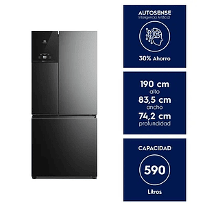 REFRIGERADOR ELECTROLUX 590L NO FROST 3 PUERTAS INVERTER AUTOSENSE LESSWASTE IM8B NEGRO