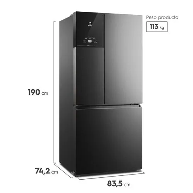 REFRIGERADOR ELECTROLUX 590L NO FROST 3 PUERTAS INVERTER AUTOSENSE LESSWASTE IM8B NEGRO 5